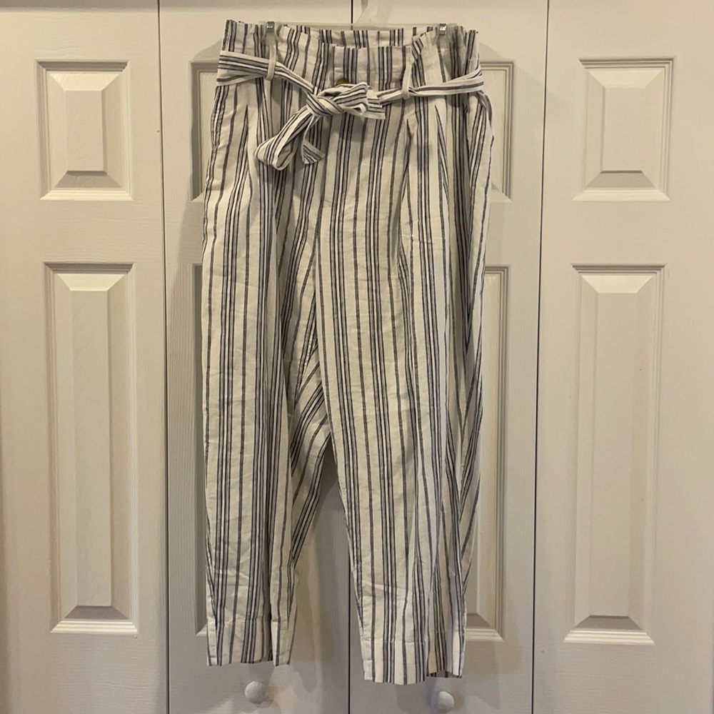 Madewell Linen-Cotton Paperbag Pants, size 14